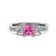 1 - Michele 1.45 ctw (5.50 mm) 3 Stone Princess Cut Pink Sapphire and Natural Diamond Twisted Vine Engagement Ring 