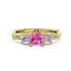 1 - Michele 1.45 ctw (5.50 mm) 3 Stone Princess Cut Pink Sapphire and Natural Diamond Twisted Vine Engagement Ring 
