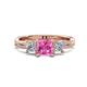 1 - Michele 1.45 ctw (5.50 mm) 3 Stone Princess Cut Pink Sapphire and Natural Diamond Twisted Vine Engagement Ring 