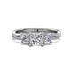 1 - Michele 1.45 ctw (5.50 mm) 3 Stone Princess Cut White Sapphire and Natural Diamond Twisted Vine Engagement Ring 