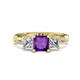 1 - Michele 2.26 ctw (6.50 mm) 3 Stone Princess Cut Amethyst and Lab Grown Diamond Twisted Vine Engagement Ring 