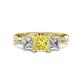 1 - Michele 2.56 ctw (6.50 mm) 3 Stone Princess Cut Lab Created Yellow Sapphire and Lab Grown Diamond Twisted Vine Engagement Ring 
