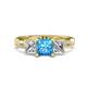2 - Michele 2.41 ctw (6.50 mm) 3 Stone Princess Cut Blue Topaz and Lab Grown Diamond Twisted Vine Engagement Ring 