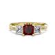 2 - Michele 2.56 ctw (6.50 mm) 3 Stone Princess Cut Red Garnet and Lab Grown Diamond Twisted Vine Engagement Ring 