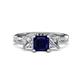 2 - Michele 2.61 ctw (6.50 mm) 3 Stone Princess Cut Lab Created Blue Sapphire and Lab Grown Diamond Twisted Vine Engagement Ring 