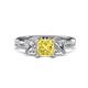 2 - Michele 2.56 ctw (6.50 mm) 3 Stone Princess Cut Lab Created Yellow Sapphire and Lab Grown Diamond Twisted Vine Engagement Ring 
