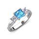 3 - Michele 2.41 ctw (6.50 mm) 3 Stone Princess Cut Blue Topaz and Lab Grown Diamond Twisted Vine Engagement Ring 
