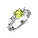 3 - Michele 2.41 ctw (6.50 mm) 3 Stone Princess Cut Peridot and Lab Grown Diamond Twisted Vine Engagement Ring 