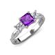 3 - Michele 2.26 ctw (6.50 mm) 3 Stone Princess Cut Amethyst and Lab Grown Diamond Twisted Vine Engagement Ring 