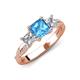 3 - Michele 2.41 ctw (6.50 mm) 3 Stone Princess Cut Blue Topaz and Lab Grown Diamond Twisted Vine Engagement Ring 