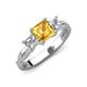 3 - Michele 2.06 ctw (6.50 mm) 3 Stone Princess Cut Citrine and Lab Grown Diamond Twisted Vine Engagement Ring 