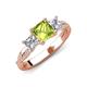 3 - Michele 2.41 ctw (6.50 mm) 3 Stone Princess Cut Peridot and Lab Grown Diamond Twisted Vine Engagement Ring 