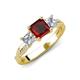 3 - Michele 2.56 ctw (6.50 mm) 3 Stone Princess Cut Red Garnet and Lab Grown Diamond Twisted Vine Engagement Ring 