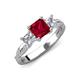 3 - Michele 2.76 ctw (6.50 mm) 3 Stone Princess Cut Lab Created Ruby and Lab Grown Diamond Twisted Vine Engagement Ring 