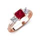 3 - Michele 2.76 ctw (6.50 mm) 3 Stone Princess Cut Lab Created Ruby and Lab Grown Diamond Twisted Vine Engagement Ring 