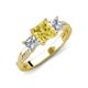3 - Michele 2.56 ctw (6.50 mm) 3 Stone Princess Cut Lab Created Yellow Sapphire and Lab Grown Diamond Twisted Vine Engagement Ring 