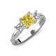 3 - Michele 2.56 ctw (6.50 mm) 3 Stone Princess Cut Lab Created Yellow Sapphire and Lab Grown Diamond Twisted Vine Engagement Ring 