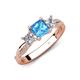 4 - Michele 1.98 ctw (5.50 mm) 3 Stone Princess Cut Blue Topaz and Lab Grown Diamond Twisted Vine Engagement Ring 