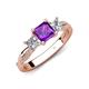 4 - Michele 1.60 ctw (5.50 mm) 3 Stone Princess Cut Amethyst and Natural Diamond Twisted Vine Engagement Ring 