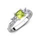 4 - Michele 1.85 ctw (5.50 mm) 3 Stone Princess Cut Peridot and Natural Diamond Twisted Vine Engagement Ring 