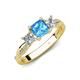 4 - Michele 1.98 ctw (5.50 mm) 3 Stone Princess Cut Blue Topaz and Natural Diamond Twisted Vine Engagement Ring 