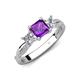 4 - Michele 1.60 ctw (5.50 mm) 3 Stone Princess Cut Amethyst and Natural Diamond Twisted Vine Engagement Ring 