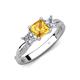 4 - Michele 1.60 ctw (5.50 mm) 3 Stone Princess Cut Citrine and Natural Diamond Twisted Vine Engagement Ring 