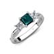 4 - Michele 1.98 ctw (5.50 mm) 3 Stone Princess Cut London Blue Topaz and Natural Diamond Twisted Vine Engagement Ring 