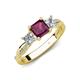 4 - Michele 1.85 ctw (5.50 mm) 3 Stone Princess Cut Rhodolite Garnet and Natural Diamond Twisted Vine Engagement Ring 