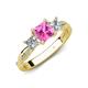 4 - Michele 1.45 ctw (5.50 mm) 3 Stone Princess Cut Pink Sapphire and Natural Diamond Twisted Vine Engagement Ring 