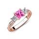 4 - Michele 1.45 ctw (5.50 mm) 3 Stone Princess Cut Pink Sapphire and Natural Diamond Twisted Vine Engagement Ring 