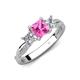 4 - Michele 1.45 ctw (5.50 mm) 3 Stone Princess Cut Pink Sapphire and Natural Diamond Twisted Vine Engagement Ring 
