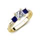 4 - Michele 1.52 ctw (5.50 mm) 3 Stone Princess Cut Natural Diamond and Blue Sapphire Twisted Vine Engagement Ring 