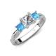 4 - Michele 1.56 ctw (5.50 mm) 3 Stone Princess Cut Natural Diamond and Blue Topaz Twisted Vine Engagement Ring 