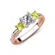 4 - Michele 1.56 ctw (5.50 mm) 3 Stone Princess Cut Natural Diamond and Peridot Twisted Vine Engagement Ring 