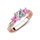 4 - Michele 1.52 ctw (5.50 mm) 3 Stone Princess Cut Natural Diamond and Pink Sapphire Twisted Vine Engagement Ring 