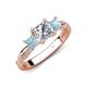 4 - Michele 1.52 ctw (5.50 mm) 3 Stone Princess Cut Natural Diamond and Aquamarine Twisted Vine Engagement Ring 