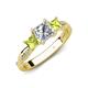 4 - Michele 1.56 ctw (5.50 mm) 3 Stone Princess Cut Natural Diamond and Peridot Twisted Vine Engagement Ring 