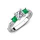 4 - Michele 1.52 ctw (5.50 mm) 3 Stone Princess Cut Natural Diamond and Emerald Twisted Vine Engagement Ring 