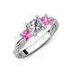4 - Michele 1.52 ctw (5.50 mm) 3 Stone Princess Cut Natural Diamond and Pink Sapphire Twisted Vine Engagement Ring 