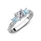 4 - Michele 1.52 ctw (5.50 mm) 3 Stone Princess Cut Natural Diamond and Aquamarine Twisted Vine Engagement Ring 