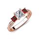 4 - Michele 1.56 ctw (5.50 mm) 3 Stone Princess Cut Natural Diamond and Red Garnet Twisted Vine Engagement Ring 