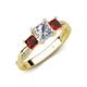 4 - Michele 1.56 ctw (5.50 mm) 3 Stone Princess Cut Natural Diamond and Red Garnet Twisted Vine Engagement Ring 