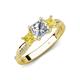 4 - Michele 1.52 ctw (5.50 mm) 3 Stone Princess Cut Natural Diamond and Yellow Sapphire Twisted Vine Engagement Ring 