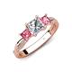 4 - Michele 1.52 ctw (5.50 mm) 3 Stone Princess Cut Natural Diamond and Pink Tourmaline Twisted Vine Engagement Ring 