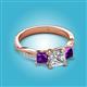 2 - Michele 2.36 ctw (6.50 mm) IGI Certified 3 Stone Princess Cut Lab Grown Diamond (VS1/F) and Amethyst Twisted Vine Engagement Ring 