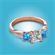 2 - Michele 2.42 ctw (6.50 mm) IGI Certified 3 Stone Princess Cut Lab Grown Diamond (VS1/F) and Blue Topaz Twisted Vine Engagement Ring 