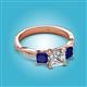 2 - Michele 2.36 ctw (6.50 mm) IGI Certified 3 Stone Princess Cut Lab Grown Diamond (VS1/F) and Blue Sapphire Twisted Vine Engagement Ring 