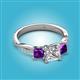 2 - Michele 2.36 ctw (6.50 mm) IGI Certified 3 Stone Princess Cut Lab Grown Diamond (VS1/F) and Amethyst Twisted Vine Engagement Ring 