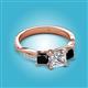 2 - Michele 2.72 ctw (6.50 mm) IGI Certified 3 Stone Princess Cut Lab Grown Diamond (VS1/F) and Black Diamond Twisted Vine Engagement Ring 